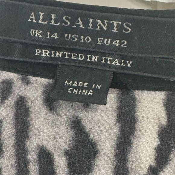 AllSaints Sanko Sinai Dress US 10 Silk Mini Leopard Print Sheer Shirt Dress - Picture 7 of 8